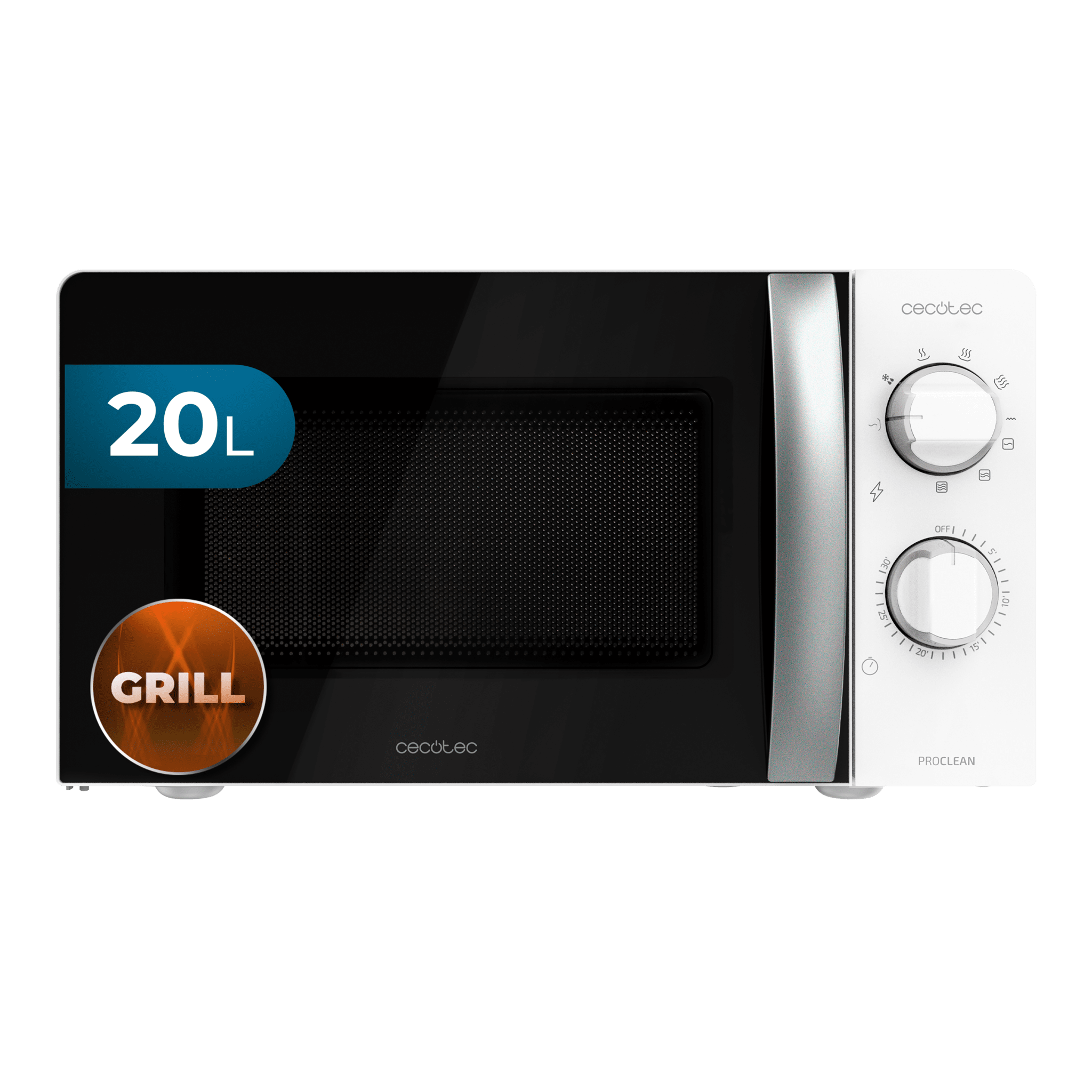 Micro-ondes avec Gril ProClean 2110. 700 W avec 6 niveaux, capacité de 20 L, fonction gril, technologie 3DWave, mode Décongélation, minuterie jusqu'à 30 minutes