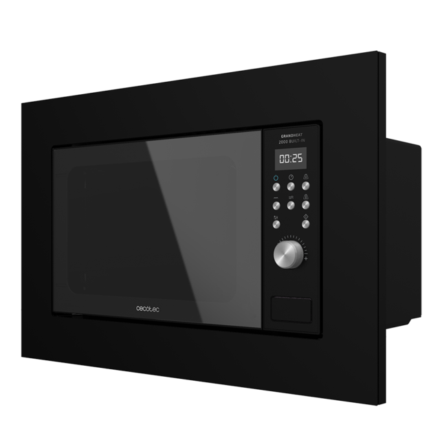 Micro-ondes numérique encastrable GrandHeat 2000 Built-In Black. 700 W, 20 litres de capacité, 9 fonctions préconfigurées, QuickStar, design élégant