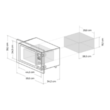 Micro-ondes numérique encastrable GrandHeat 2000 Built-In Black. 700 W, 20 litres de capacité, 9 fonctions préconfigurées, QuickStar, design élégant