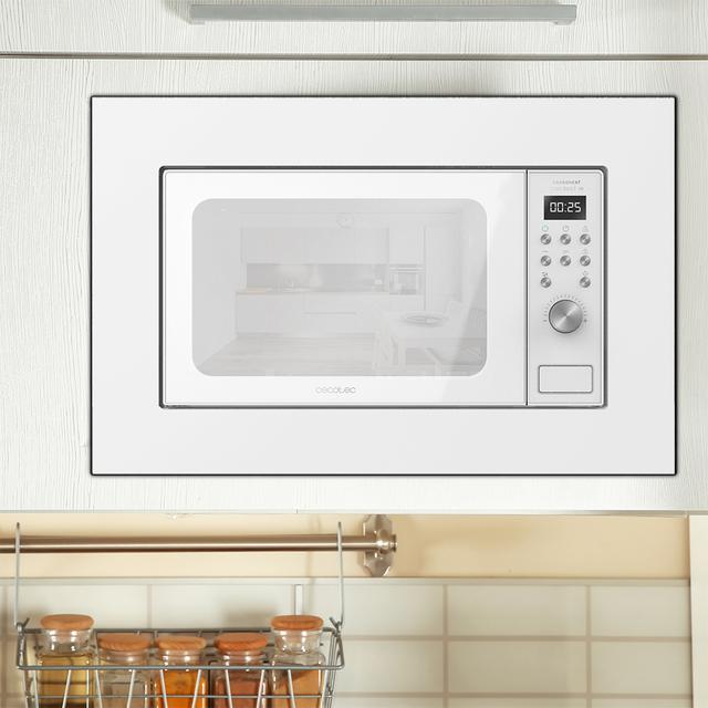 GrandHeat 2000 Built-In White. Microondas encastrable Digital de 700W, Integrable, 20l, Grill, 9 Funciones preconfiguradas, Quick Start, Diseño elegante