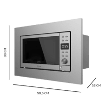 GrandHeat 2000 Built-In Steel. Microondas encastrable Digital de 700W, Integrable, 20l, Grill, 9 funciones preconfiguradas, Quick Start, Diseño Elegante