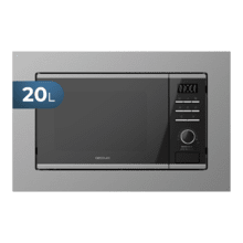 GrandHeat 2050 Built-In Steel Black.Microondas encastrable Digital de 800 W, Integrable, 20 Litros, Grill, 7 Funciones, Revestimiento interior cerámico