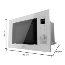 GrandHeat 2090 Built-in Touch White Micro-ondes encastrable numérique avec 21 L de capacité, gril et 1200 W de puissance.