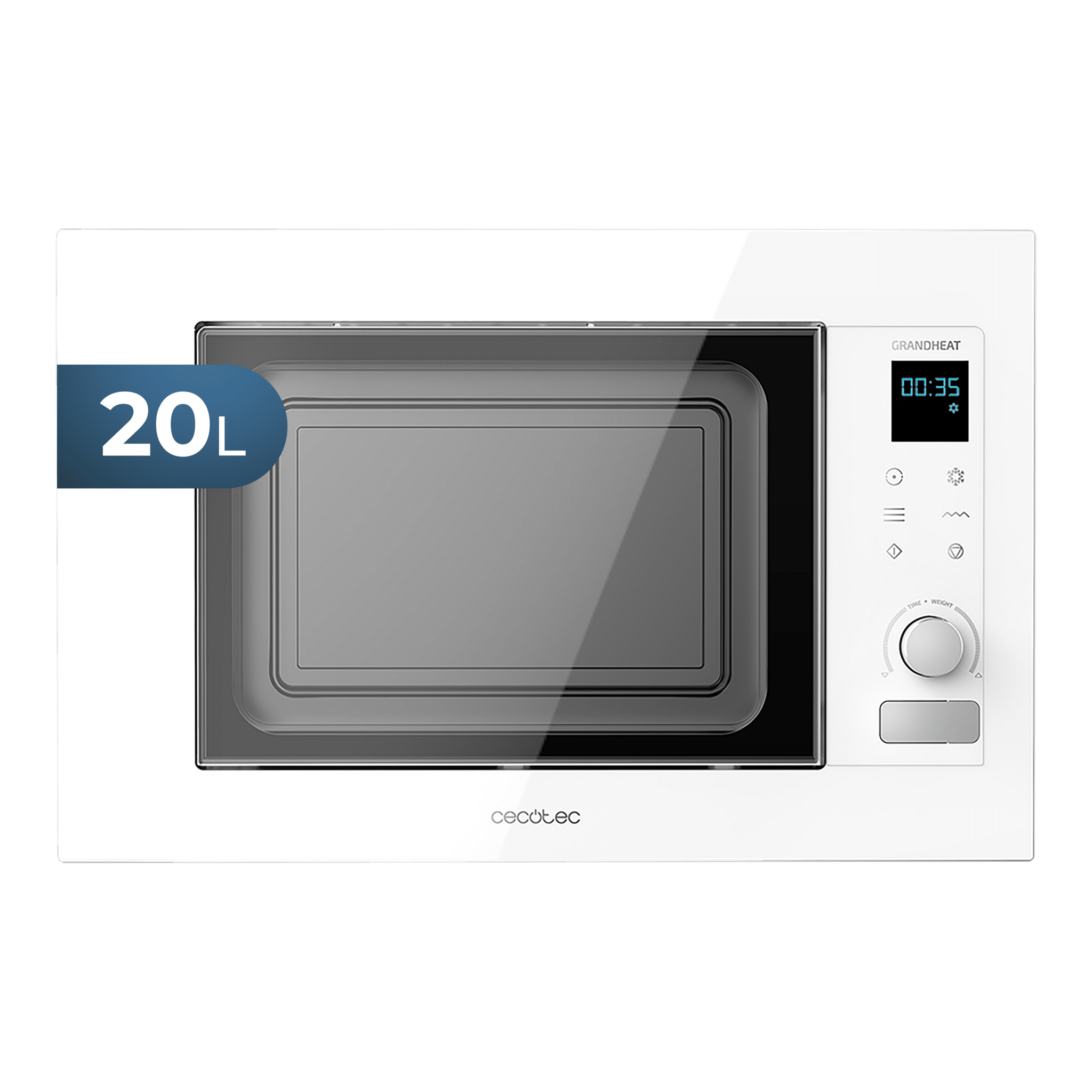 GrandHeat 2090 Built-in Touch White Microondas encastrable digital de 21 litros de capacidad con grill y 1200 W de potencia GrandHeat 2090 Built-in Touch White.