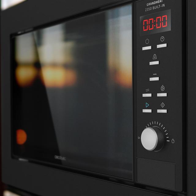 GrandHeat 2350 Built-In Black. Micro-ondas de encastre digital com 900 W, Integrado, 23 L, Grill, 9 funções predefinidas, QuickStart, Temporizador