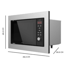 GrandHeat 2350 Built-In SteelBlack. Microondas encastrable Digital de 900W, Integrable, 23 Litros, Grill, 9 funciones preconfiguradas, Quick Start, Temporizador