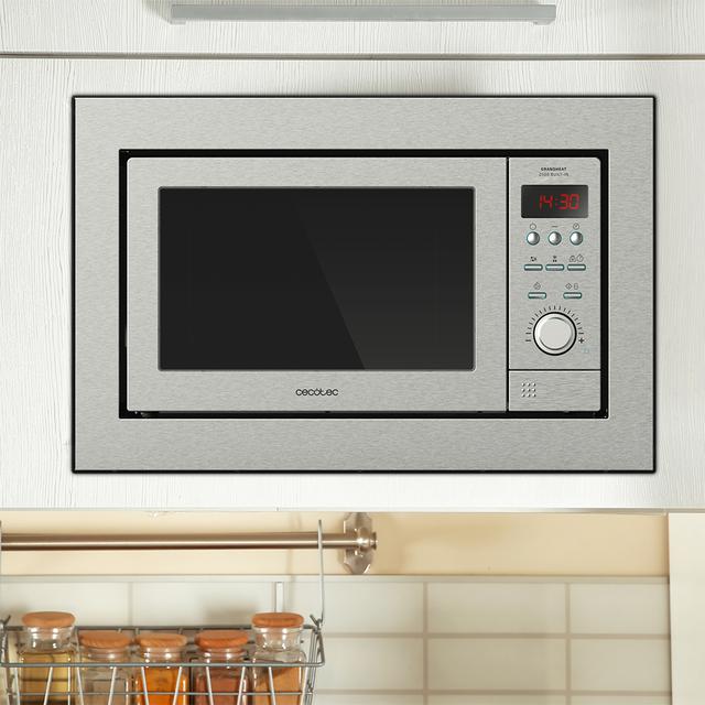 Digital GrandHeat 2500 Built-In Steel Einbaubare Mikrowelle 900W, Einbaubare, 25 L, Grill, 10 voreingestellte Funktionen, Multicooking, Quick Start