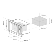 Digital GrandHeat 2500 Built-In Steel Einbaubare Mikrowelle 900W, Einbaubare, 25 L, Grill, 10 voreingestellte Funktionen, Multicooking, Quick Start