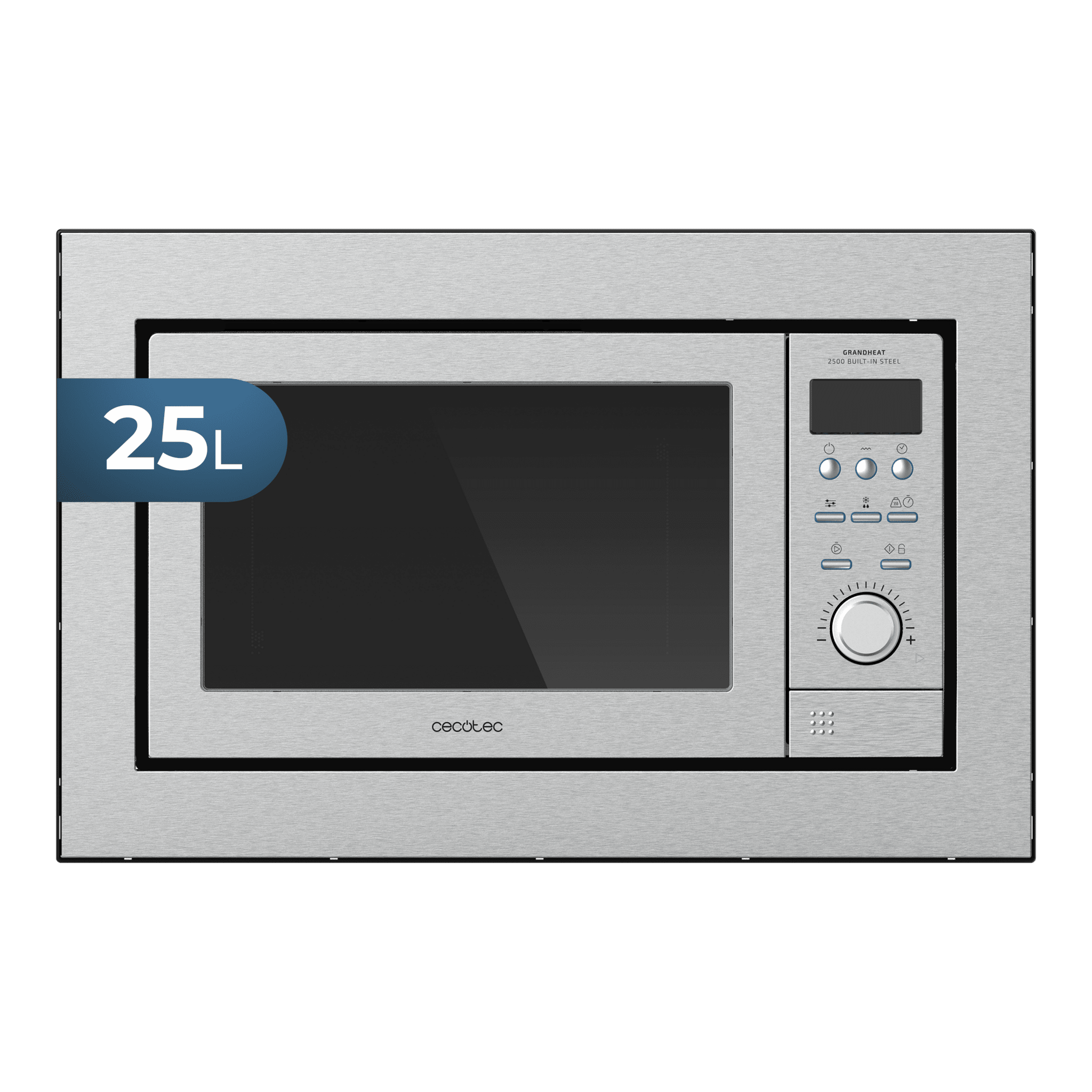 Micro-ondes numérique encastrable GrandHeat 2500 Built-In Steel. 900 W, encastrable, 25 litres, gril, 10 fonctions préconfigurées, Multicooking, QuickStart