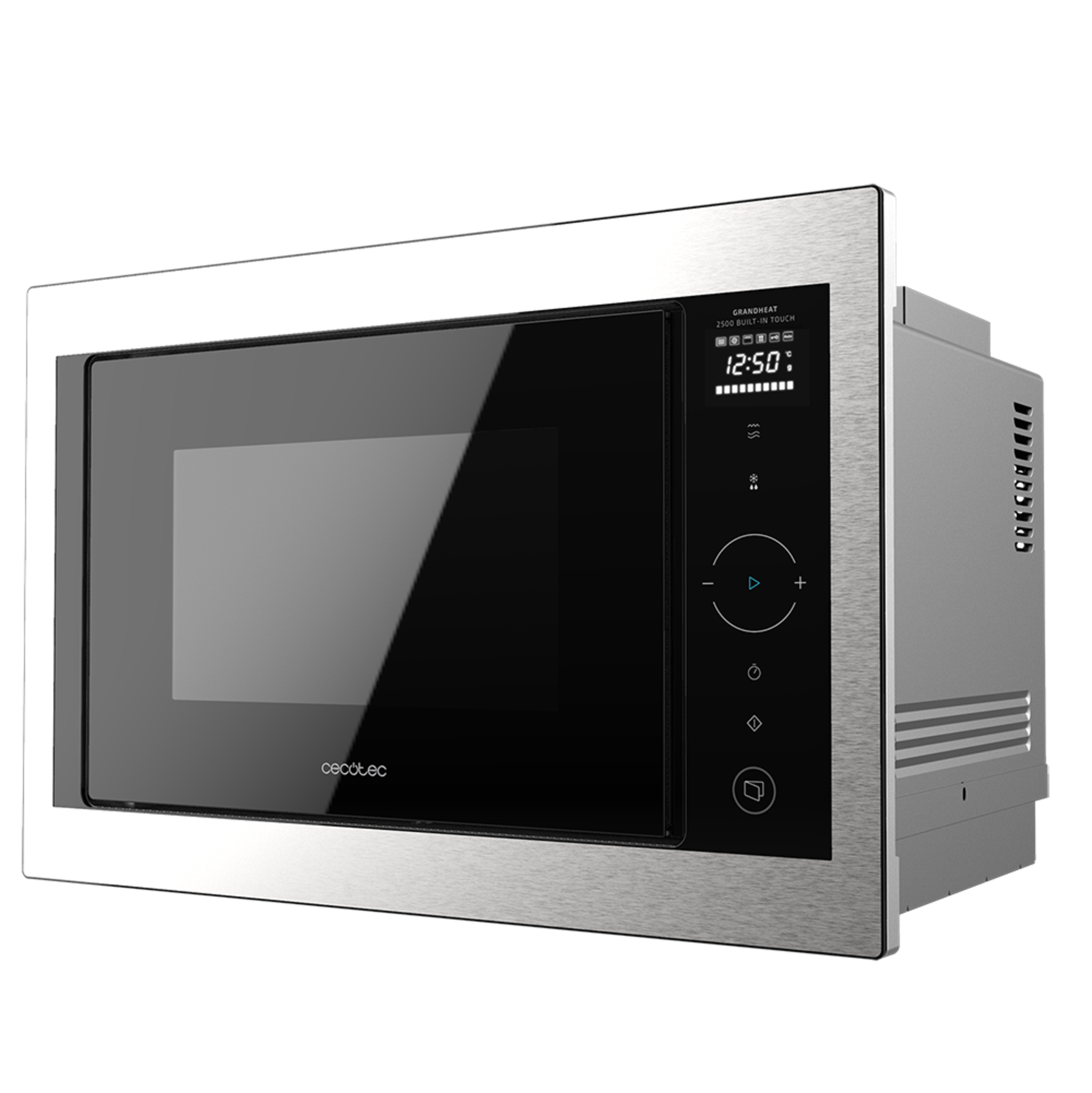 Micro-ondes numérique encastrable GrandHeat 2500 Built-in Touch SteelBlack. 900 W, encastré, 25 L, gril de 1000 W, 8 fonctions préconfigurées, minuterie et panneau de contrôle tactile.