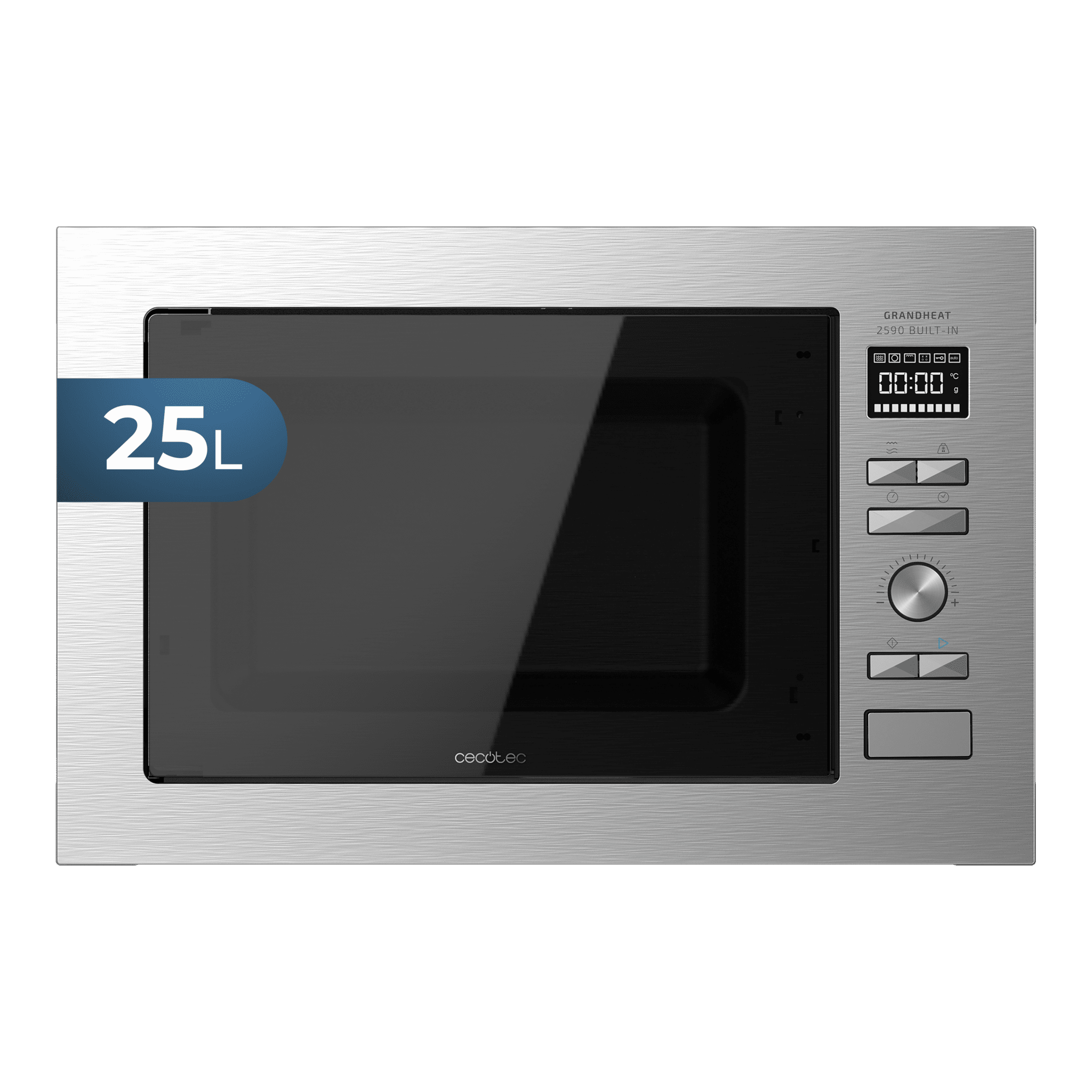 Digital GrandHeat 2590 Built-In Steel Black Einbaubare Mikrowelle Leistung 900 W, Einbaubare, 25 Liter, Grill 1000 W, 8 voreingestellte Funktionen, Timer