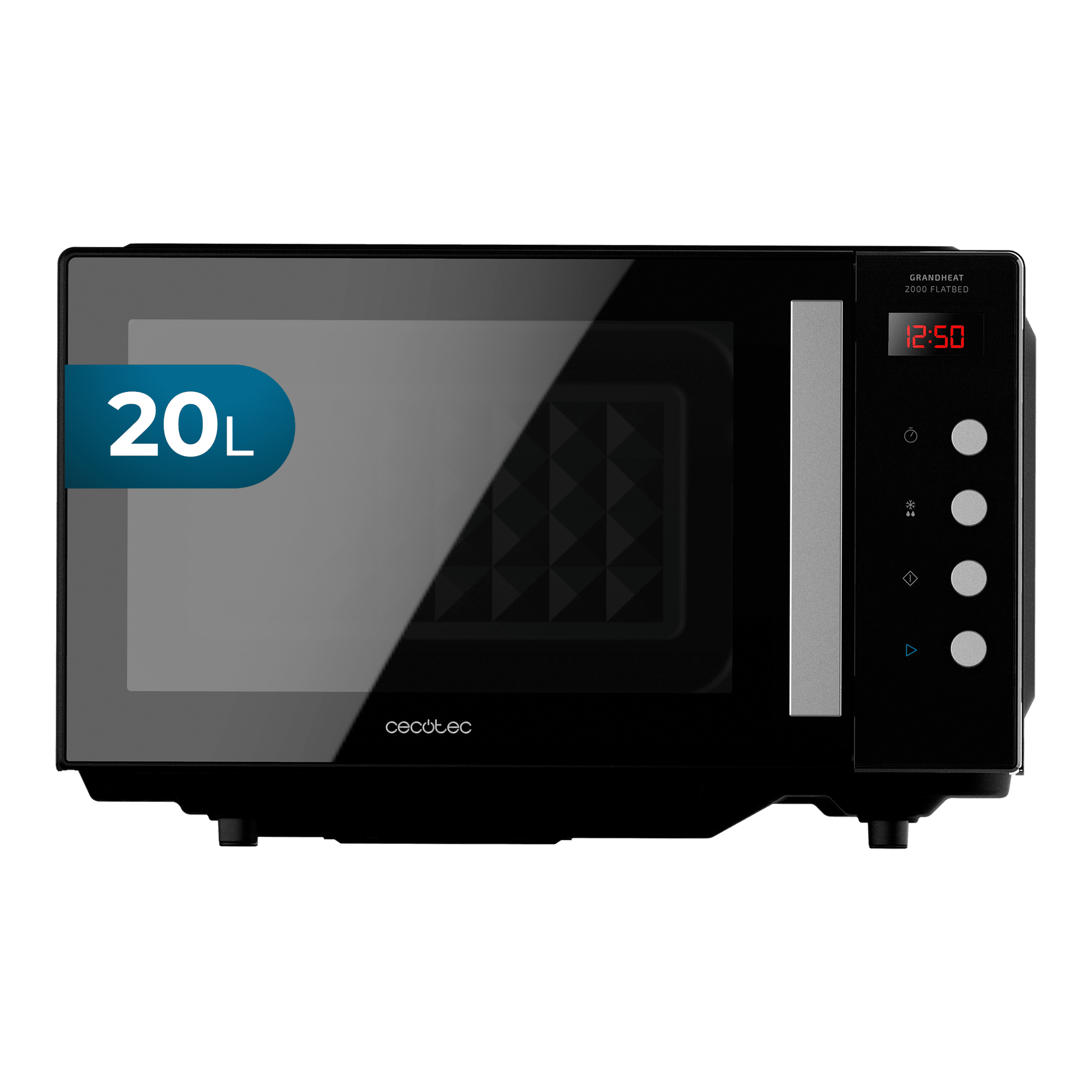 GrandHeat 2000 Flatbed Black Mikrowelle ohne Teller Fassungsvermögen 20 Liter, Leistung 700 W, Timer bis zu 60 min, Keramik-Innenbeschichtung