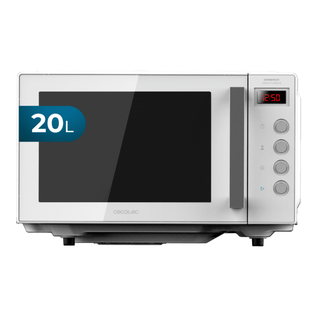 GrandHeat 2000 Flatbed White. Microondas sin plato con Capacidad 20 litros, Potencia 700 W, Temporizador hasta 60 min, Revestimiento interior cerámico, Fácil limpieza