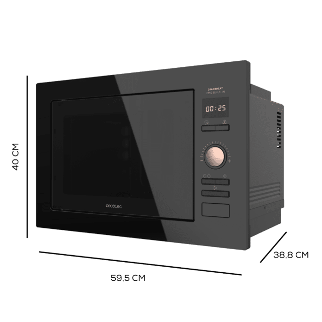 GrandHeat 2590 Built-in BlackRose. Microondas Encastrable Digital de 900 W, Integrable, 25 Litros, 8 Funciones Preconfiguradas, Quick Start, Temporizador