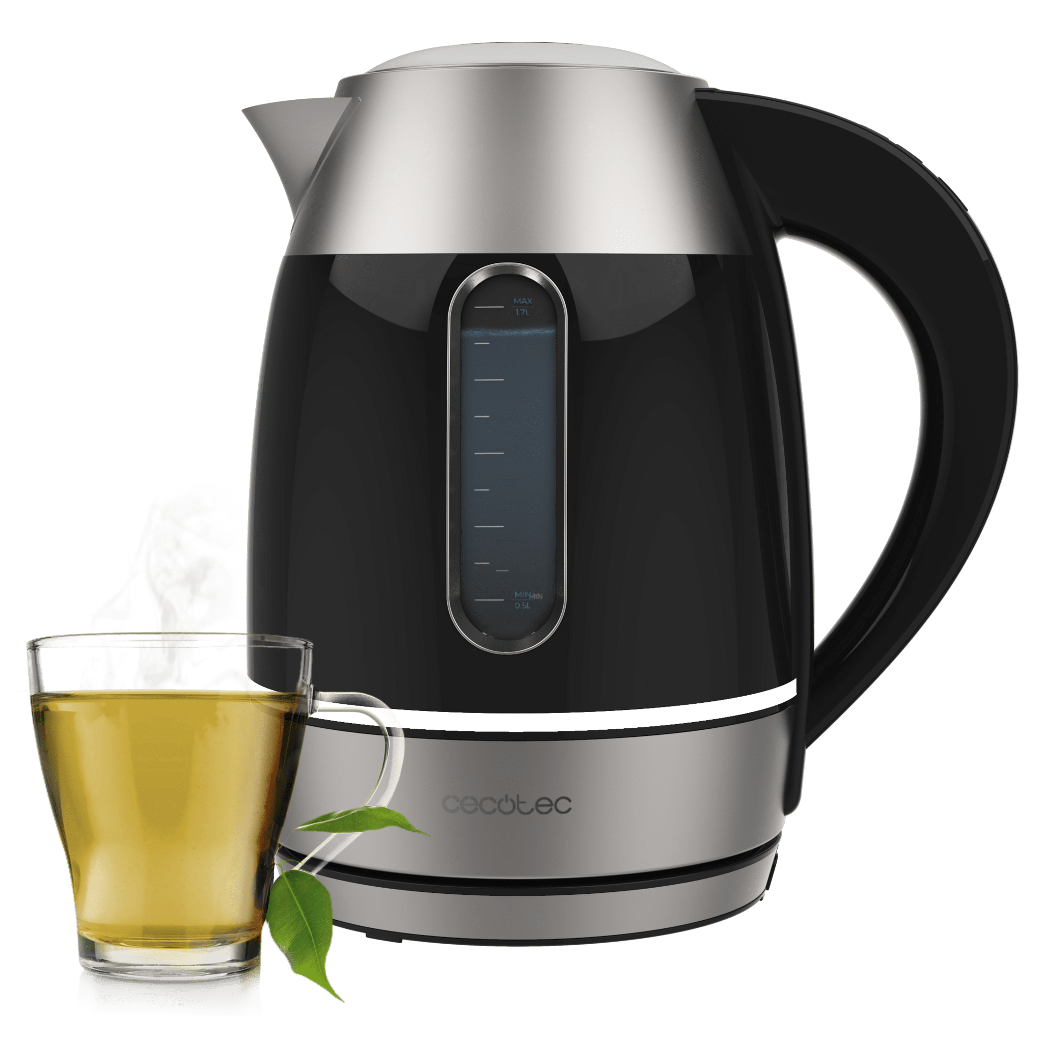 Bosch DesignLine TWK3P420GB Bollitore Elettrico In Acciaio Inox, 1,7 L, 3000 W - Argento E Nero, Base A 360°