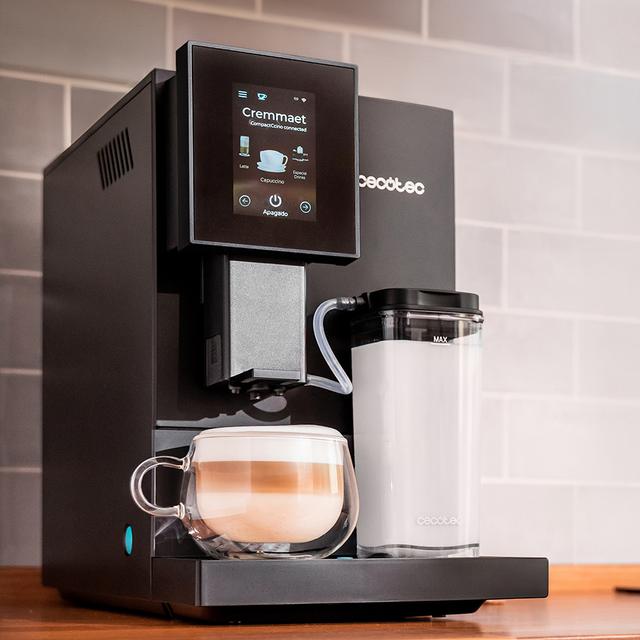 Cremmaet Compactccino Connected Kompakte, superautomatische Kaffeemaschine mit 19 bar, TFT-Display und Wi-Fi, Milchtank und Thermoblock-System.