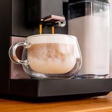 Cremma Compactccino Connected Black Rose Kompakte, superautomatische Kaffeemaschine mit 19 bar, TFT-Display und Wi-Fi, Milchtank und Thermoblock-System.