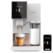 Cremma Compactccino Connected White Rose Máquina de café superautomática compacta com 19 bares, ecrã TFT e Wi-Fi, depósito de leite e Thermoblock.