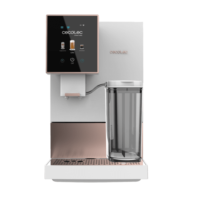 Cremma Compactccino Connected White Rose Machine à café super-automatique compacte avec 19 bars, écran TFT et Wi-Fi, réservoir de lait et système Thermoblock.