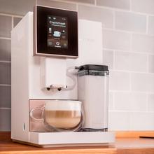 Cremma Compactccino Connected White Rose Kompakte, superautomatische Kaffeemaschine mit 19 bar, TFT-Display und Wi-Fi, Milchtank und Thermoblock-System.