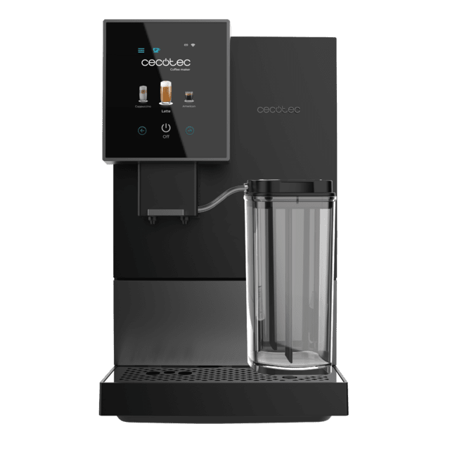 Cremmaet Compactccino Connected Black Silver Machine à café super-automatique compacte avec 19 bars, écran TFT et Wi-Fi, réservoir de lait et système Thermoblock.