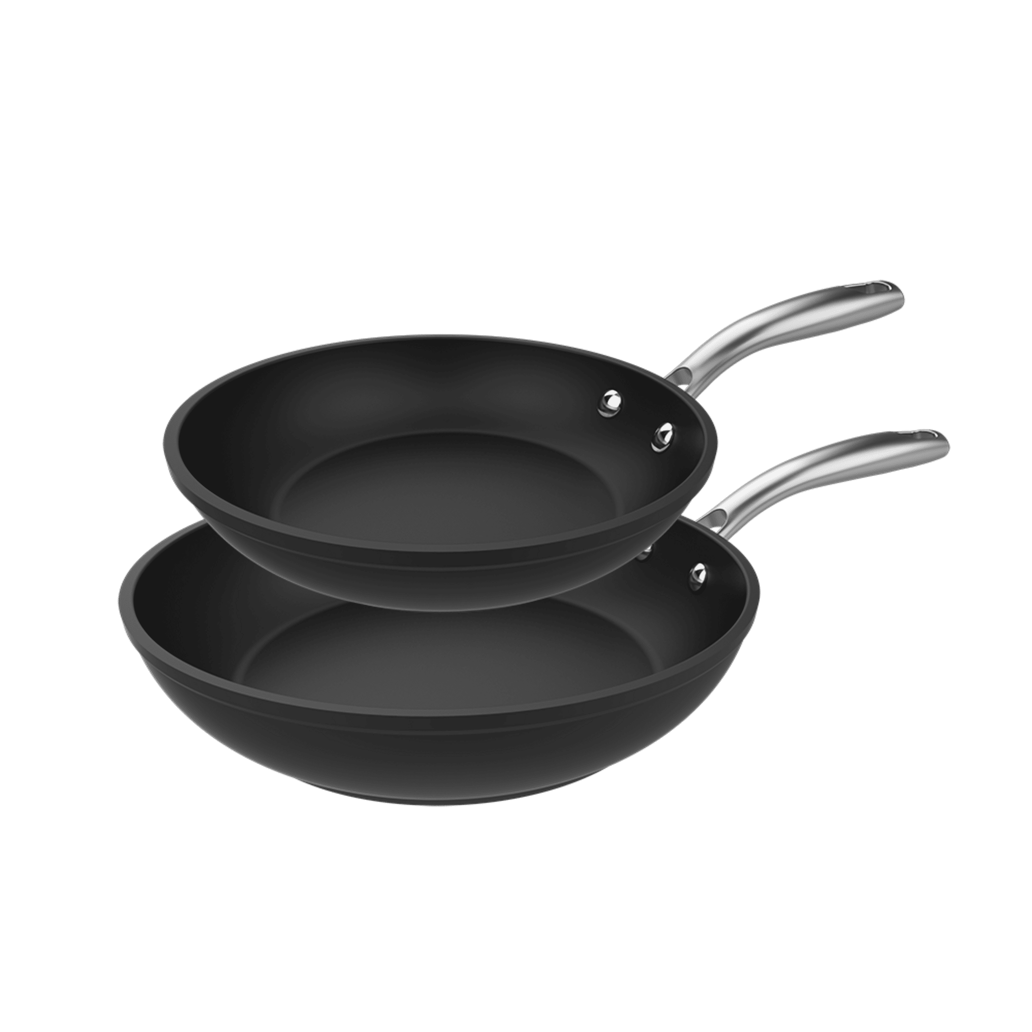Cuisinart Set 2 Padelle Elegance Nero Opaco - Acciaio Inox Con Base PowerBond, Diametri 20 E 25 Cm, Compatibili Induzione, Lavastoviglie