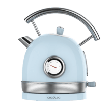 Bollitore elettrico ThermoSense 420 Light Blue. Capacità 1,8 litri, 2200 W, indicatore di temperatura, base a 360°, acciaio inox, stile vintage, celeste