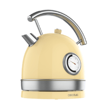 ThermoSense 420 Light Yellow. Hervidor de Agua Eléctrico de 1,8 Litros de capacidad, 2200 W, Medidor de Temperatura, Base 360º, Acero Inoxidable, Estilo Vintage, Amarillo