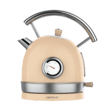 Chaleira elétrica ThermoSense 420 Light Beige. Capacidade 1.8 litros, 2200 W, Medidor de temperatura, Base 360°, Aço inoxidável, Estilo Vintage, Bege