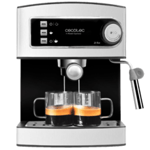 Power espresso Cafetera express para café espresso y cappuccino, con 20 bares y vaporizador orientable.