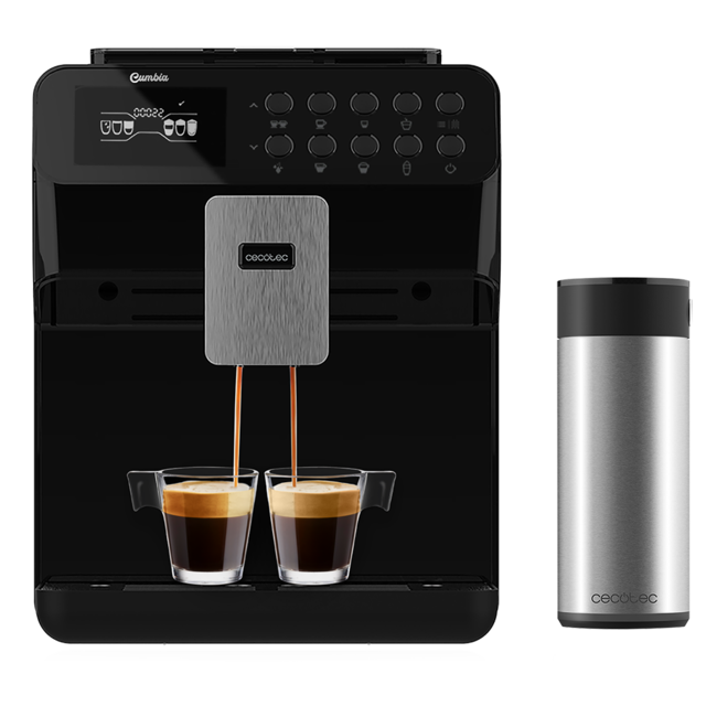 Machine à café automatique Power Matic-ccino 7000 Série Nera. Réservoir de lait, écran numérique, café personnalisable, technologie ForceAroma, 19 bars de pression et plateau réchauffe-tasses