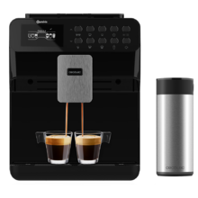 Power Matic-ccino 7000 Serie Nera Kaffeevollautomat Milchtank, Digitalanzeige, Anpassbarer Kaffee, ForceAroma Technology 19 bar Druck, Tassenwärmeschale
