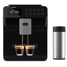 Power Matic-ccino 7000 Serie Nera. Máquina de café superautomática com Depósito de leite, Ecrã digital, Café personalizável, Tecnologia ForceAroma 19 bar de pressão, Bandeja aquece-chávenas