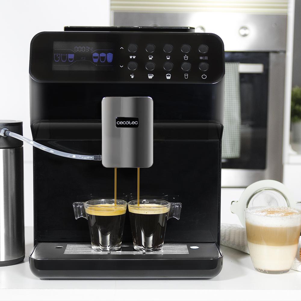 Machine à café automatique Power Matic-ccino 7000 Série Nera. Réservoir de lait, écran numérique, café personnalisable, technologie ForceAroma, 19 bars de pression et plateau réchauffe-tasses