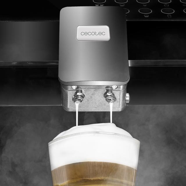 Machine à café automatique Power Matic-ccino 7000 Série Nera. Réservoir de lait, écran numérique, café personnalisable, technologie ForceAroma, 19 bars de pression et plateau réchauffe-tasses