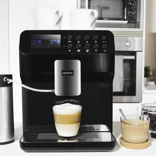 Power Matic-ccino 7000 Serie Nera Kaffeevollautomat Milchtank, Digitalanzeige, Anpassbarer Kaffee, ForceAroma Technology 19 bar Druck, Tassenwärmeschale