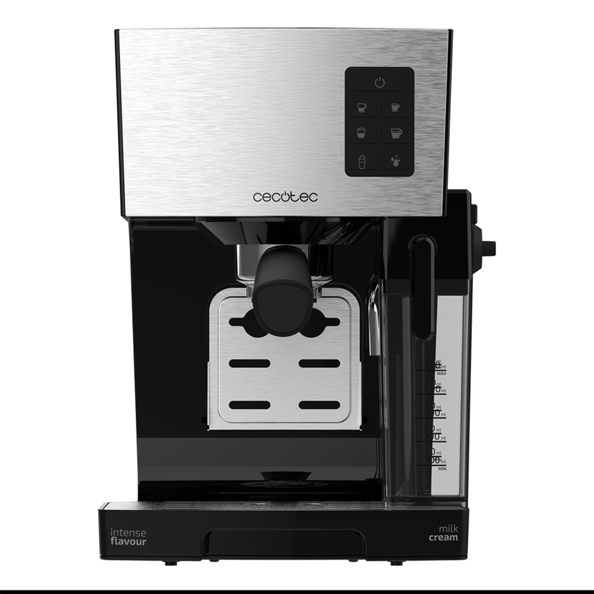 Power Instant-ccino Cafetera Express Semiautomática, Tanque de Leche, Cappuccino en un Solo Paso, 20 Bares de Presión y Sistema Thermoblock, Inox