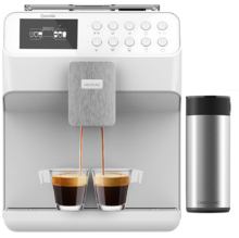 Power Matic-ccino 7000 Serie Bianca Kaffeevollautomat Milchtank, Digitalanzeige, Anpassbarer Kaffee, ForceAroma Technology 19 bar Druck, Tassenwärmeschale