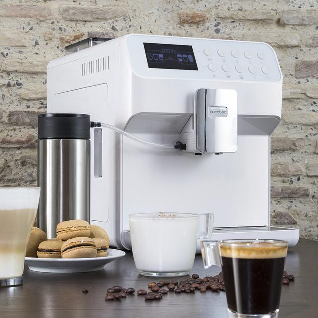 Power Matic-ccino 7000 Serie Bianca Kaffeevollautomat Milchtank, Digitalanzeige, Anpassbarer Kaffee, ForceAroma Technology 19 bar Druck, Tassenwärmeschale