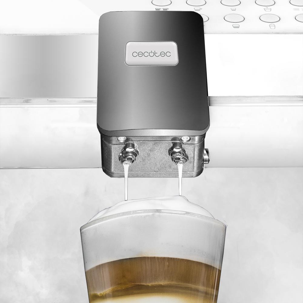 Machine à café automatique Power Matic-ccino 7000 Série Bianca. Réservoir de lait, écran numérique, café personnalisable, technologie ForceAroma, 19 bars de pression et plateau réchauffe-tasses