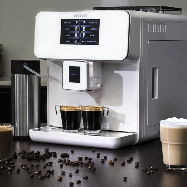 Power Matic-ccino 8000 Touch Serie Bianca. Cafetera Superautomática con Depósito de leche, Pantalla Táctil, Prepara Cappuccino, Café Personalizable, Tecnología ForceAroma de 19 bares de presión