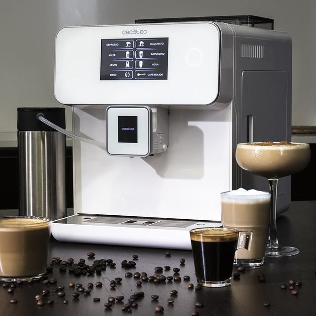 Máquina de café superautomática Power Matic-ccino 8000 Touch Serie Bianca. Depósito de leite, ecrã tátil, prepara Cappuccino, Café Personalizável, 19 bar de pressão, Tecnologia ForceAroma