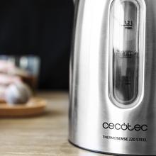 Bouilloire électrique ThermoSense 220 Steel 1,2 litre, sans BPA, 1630 W de puissance, base de 360º, double système de sécurité, acier inoxydable