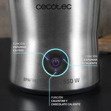 Power Moca Spume 5000. Espumador de Leche de 650 W, Capacidad de 200 ml, 4 Modos de funcionamiento, Prepara Chocolate caliente, Jarra de Acero Inoxidable, Base 360º Antideslizante