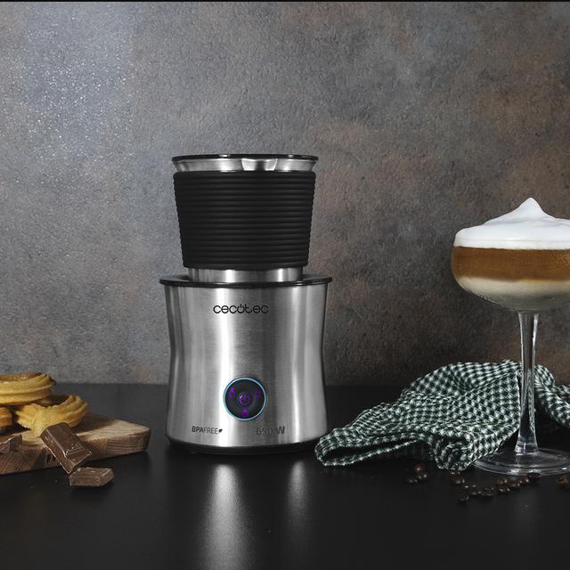 Mousseur à lait Power Moca Spume 5000. 650 W, 200 ml de capacité, 4 modes de fonctionnement, préparez du chocolat chaud, bol en acier inoxydable, base antidérapante à 360°