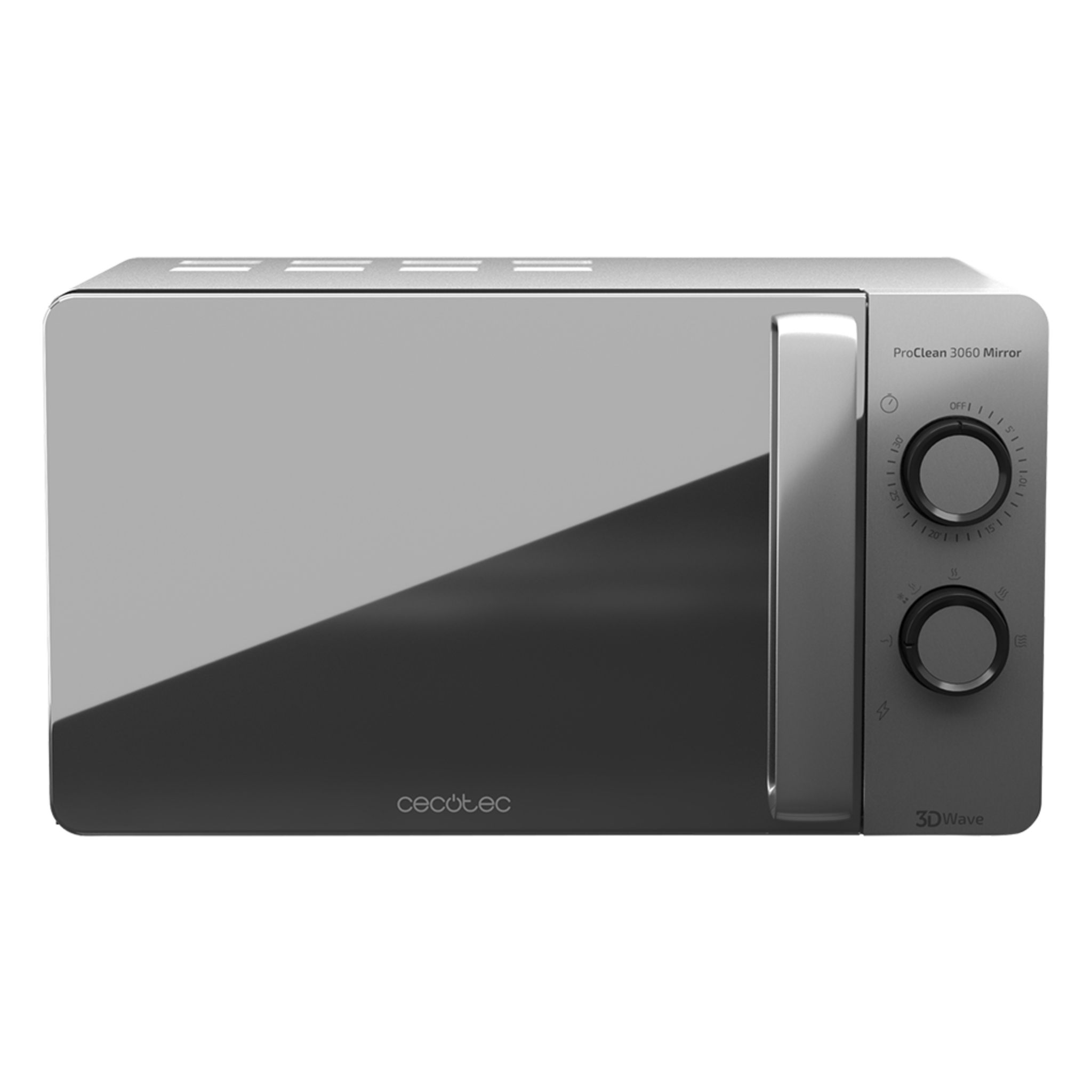 ProClean 3060 Mirror - Micro-ondes avec revêtement Ready2Clean pour un meilleur nettoyage, technologie 3DWave, 700 W, 20 L et argenté