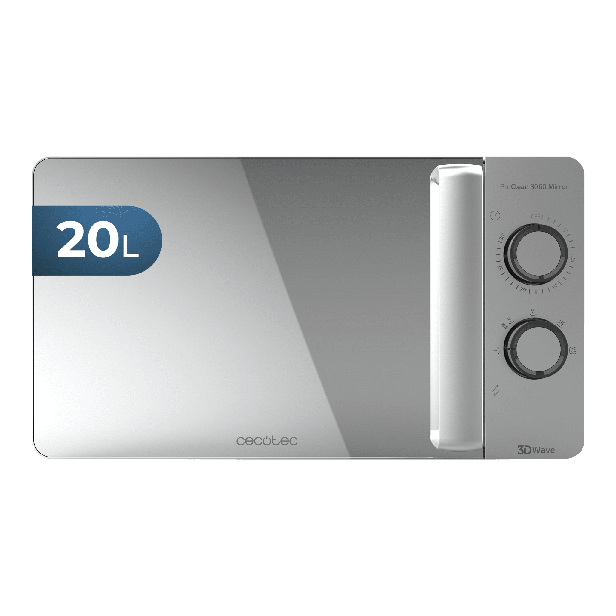 ProClean 3060 Mirror - Mikrowellenherd mit Ready2Clean-Beschichtung für bessere Reinigung, 3DWave-Technologie, 700 W, 20 L, Farbe silber