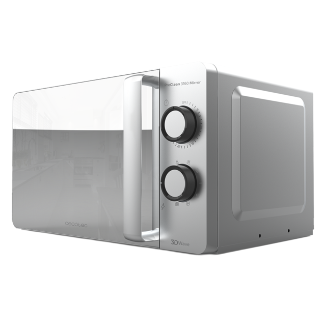 Micro-ondes ProClean 3160 Mirror. 700 W avec 6 niveaux, gril de 800 W, capacité de 20 L, revêtement Ready2Clean pour un meilleur nettoyage, technologie 3DWave, minuterie et design effet miroir