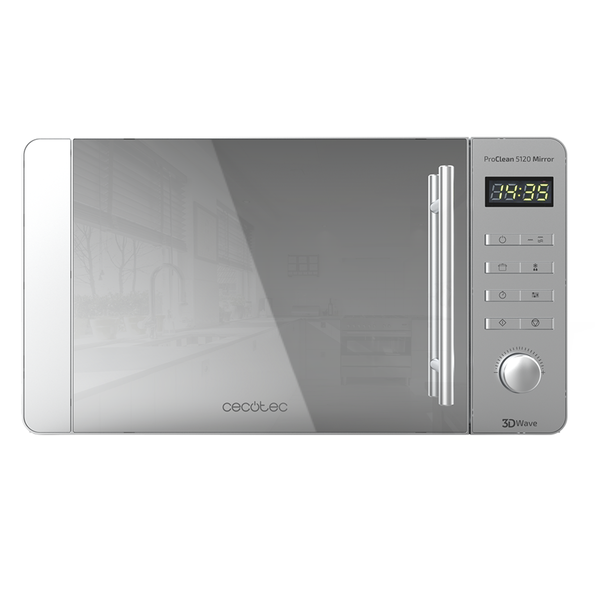 Micro-ondes ProClean 5020 Mirror. 700 W, capacité de 20 L, revêtement Ready2Clean pour un meilleur nettoyage, technologie 3DWave, design effet miroirpoignée inox. et 8 programmes