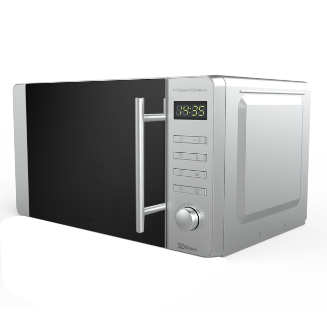 Micro-ondes ProClean 5120 Inox. 700 W, gril de 800 W, capacité de 20 L, revêtement Ready2Clean pour un meilleur nettoyage, technologie 3DWave, 8 programmes, design frontal effet miroir